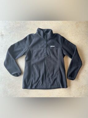 Columbia Men's Black Fleece Snap-Button Quarter-Zip Pullover